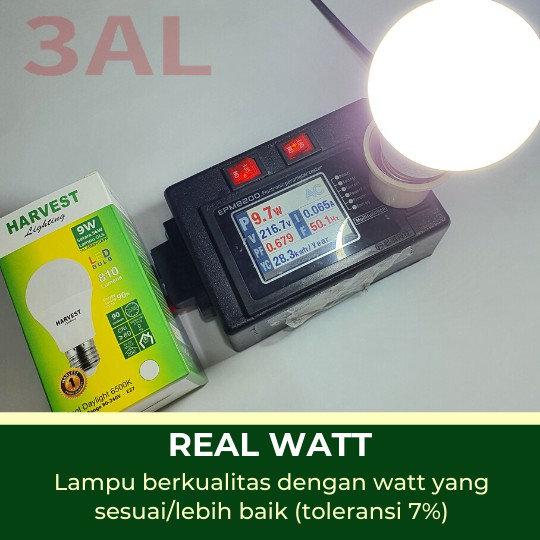 9W - Paket Isi 3 - HARVEST LIGHTING Lampu Bohlam LED A Bulb  9 Watt Lampu Hemat Energi Original Bersertifikasi SNI dan Bergaransi