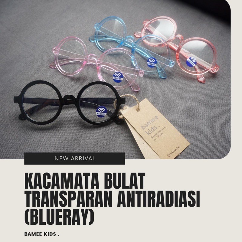 Kacamata Anak Bulat Transparan Anti Radiasi.