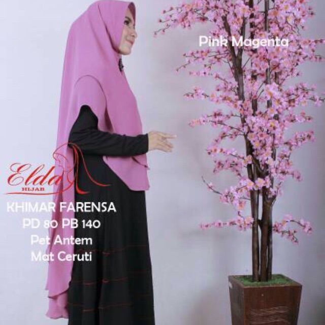 FOR SALE khimar Farensa Ori ELDA hijab warna pink magenta