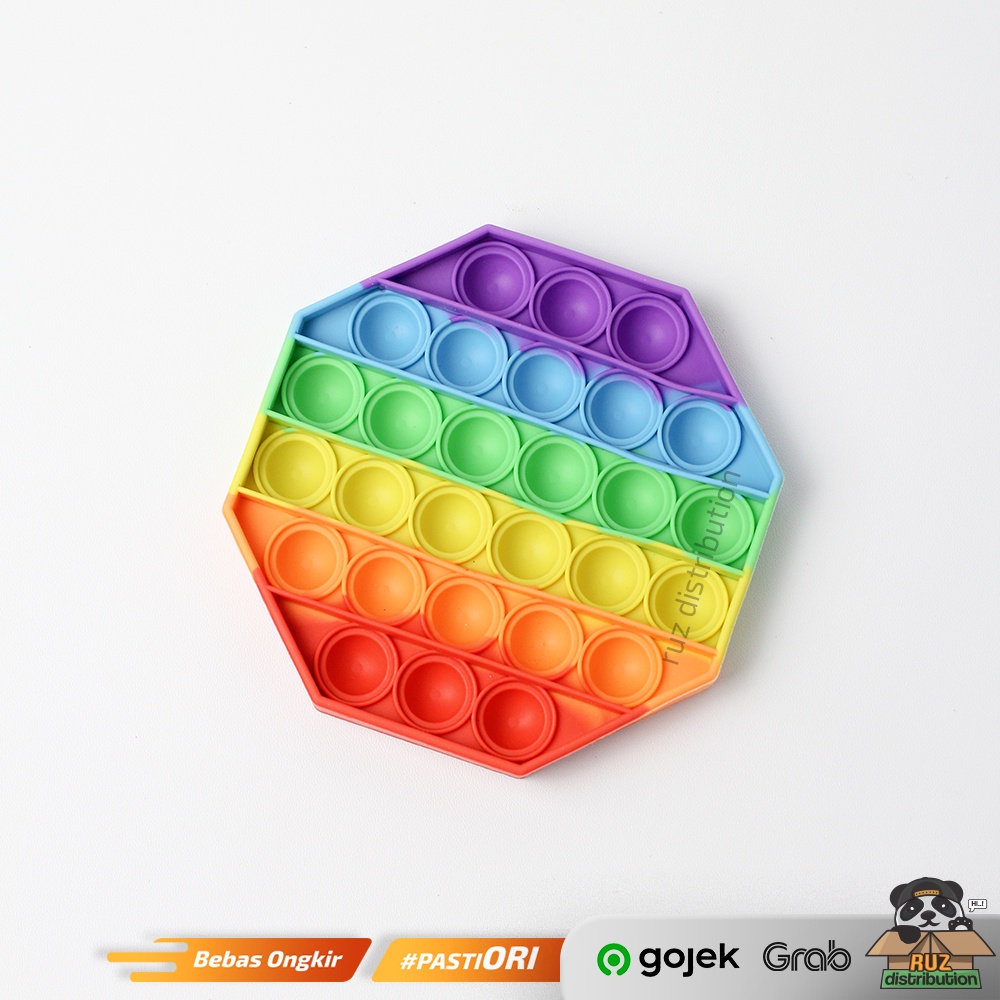 Fidget Pop It Toy Rainbow - Mainan Anak Penghilang Stress Fidget Pop