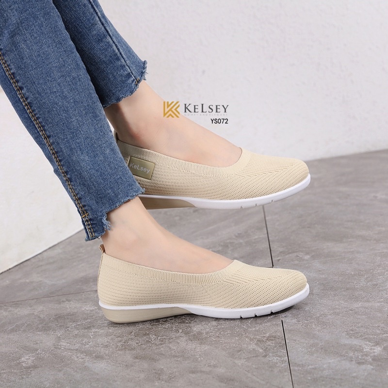 (GRATIS ALAS KAKI) Kelsey Sepatu Flat wanita YS072 Sepatu Wanita Slip On