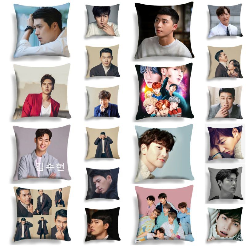 BANTAL SOFA PRINT MOTIF AKTOR ARTIS KOREA HYUN BIN / LEE MIN HO / PARK SEO JOON / KIM SOO HYUN / JI CHANG WOOK / BTS / KIM SUN HO 40X40 CM