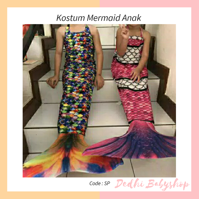 Baju Renang Putri Duyung Kostum Mermaid Anak Made in Indonesia - S, Aril Pelangi
