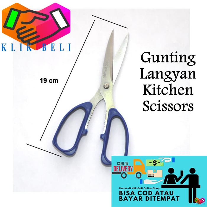 Gunting Dapur Langyan E-30 Kitchen Scissors 0550 Gunting Besar Serbaguna Ikan Ayam Daging Stainless Steel