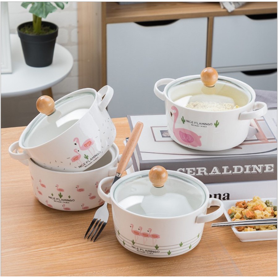 Mangkok Keramik Saji Panci Keramik Ala Korea Kado Unik Plus Tutup Kaca