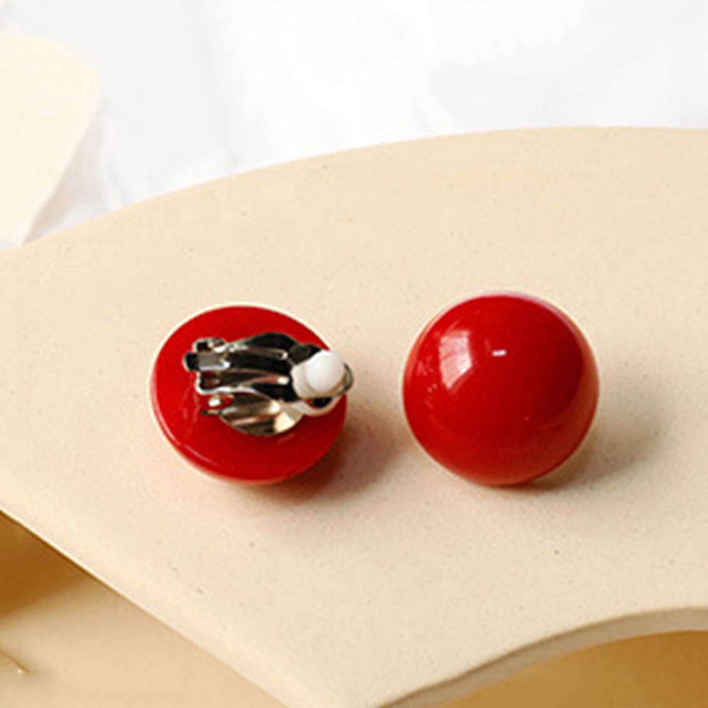 Anting Klip Tanpa Tindik Bentuk Geometri Persegi Panjang Bulat Bahan Resin Untuk Wanita