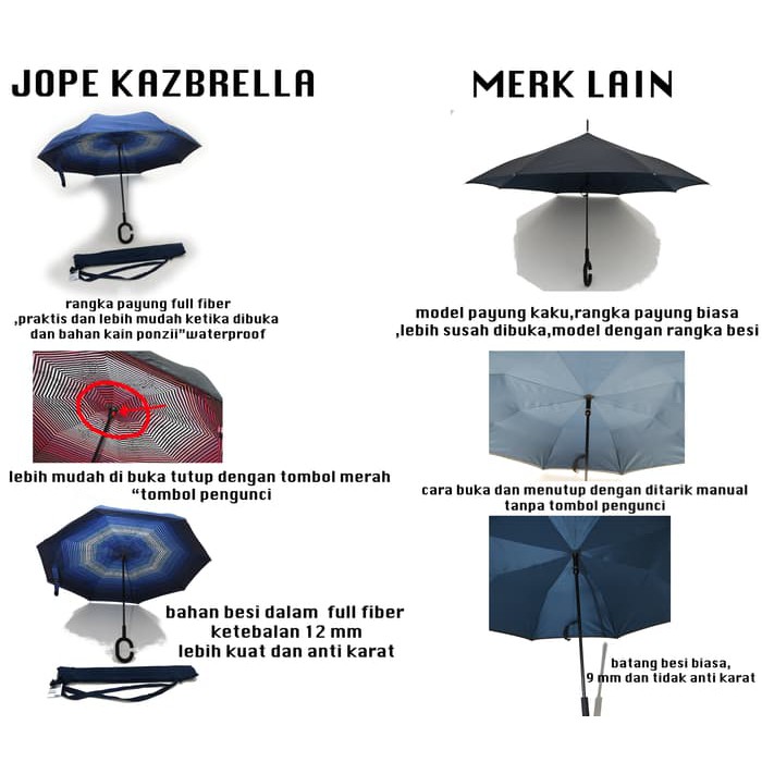 PAYUNG TERBALIK JOPE ORIGINAL!! KAZBRELLA GENERASI TERBARU !!