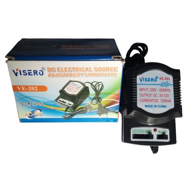 Adaptor Visero VE-202 1200mA 3V-12V AC DC