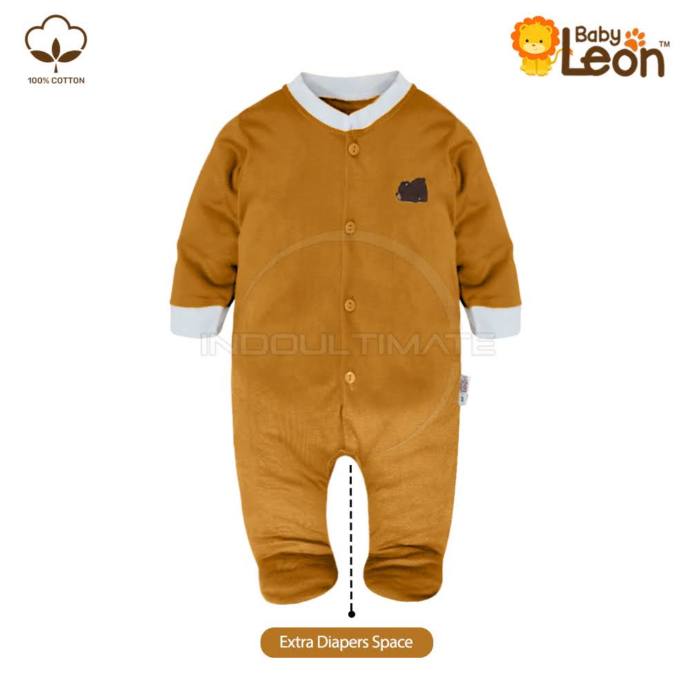 BABY LEON Sleepsuit Bayi Kaki Tutup Jumpsuit Bayi Kaki Tutup BC-075 Jumpsuit Jumper Bayi Perempuan Baju Tidur Bayi Anak Piyama Bayi Setelan Baju Bayi Lengan Panjang Laki Laki Perempuan Cewek Cowok Murah