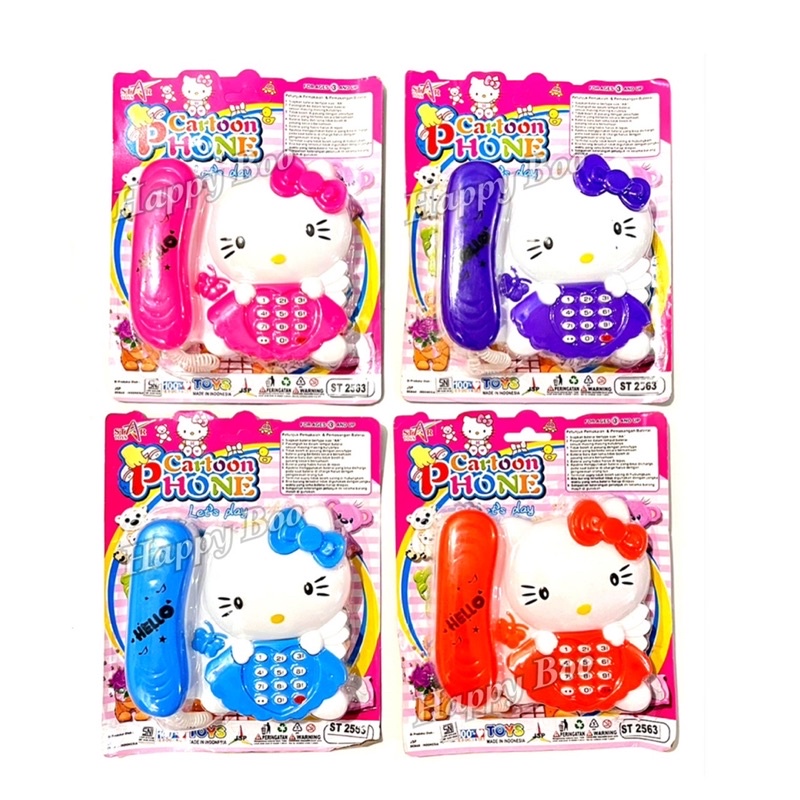 mainan telepon hello kitty telephone berlampu music suara phone HK ungu