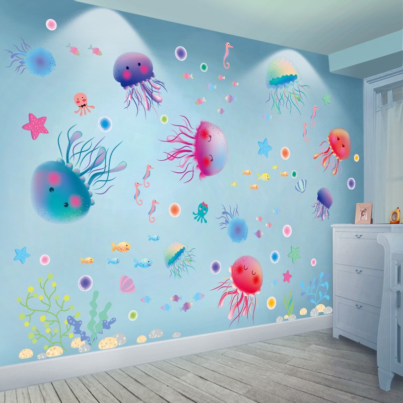 Kartun Tahan Air Stiker Wallpaper Diri Perekat Kaca Stiker Pintu Ikan Kecil Toilet Kamar Mandi Dekorasi Stiker Kamar Anak Anak Shopee Indonesia