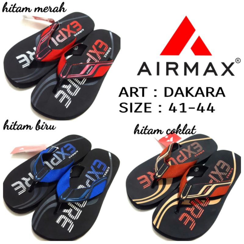 SANDAL JEPIT DEWASA AIRMAX DAKARA SIZE 41-44 WARNA HITAM BIRU MURAH RINGAN DIPAKAI