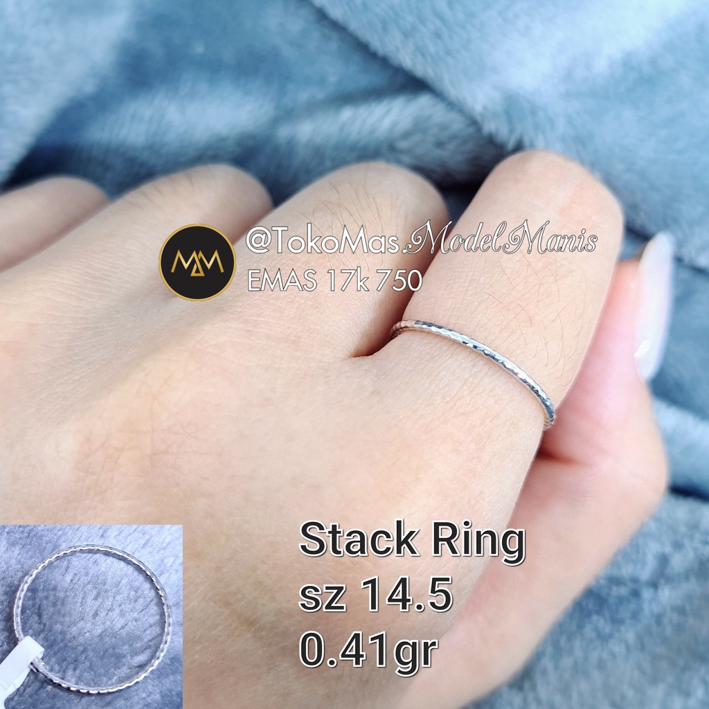 Cincin polos stack ring emas rosegold dan putih 750 kadar 17K