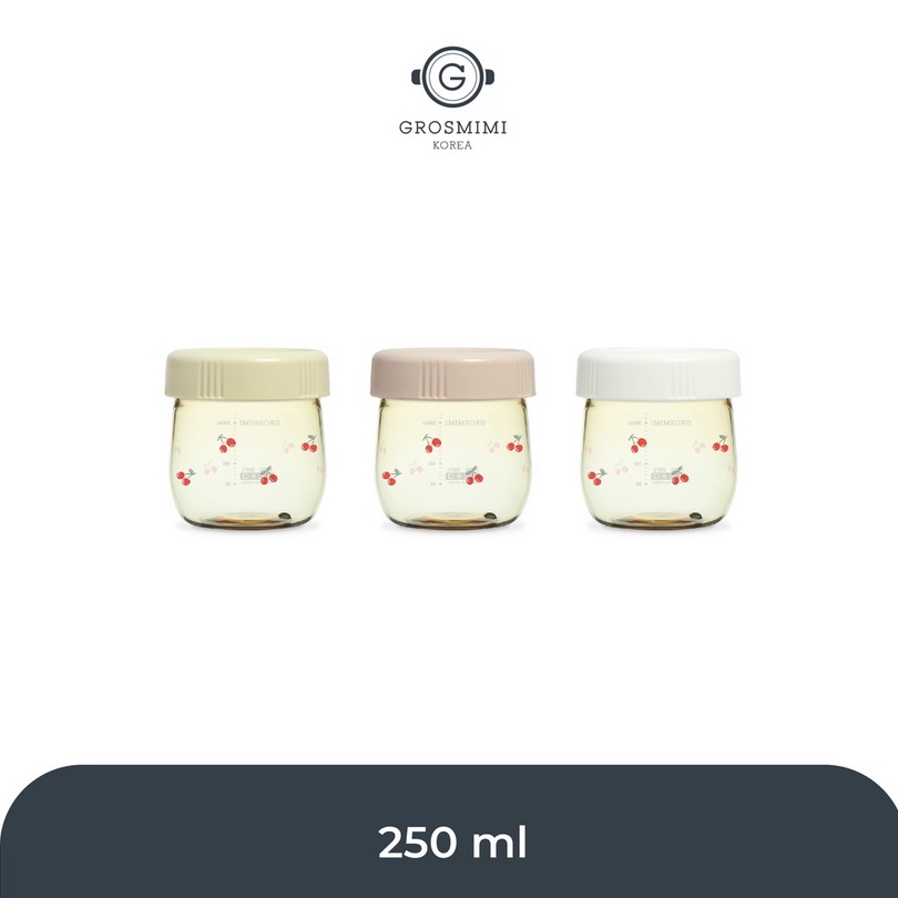 Grosmimi PPSU Cherrish Dotgom Olive Baby Food Jar 150ml / 250ml - Set Tempat Makan Bayi Plastic Plastik Korea Travel Friendly Portable