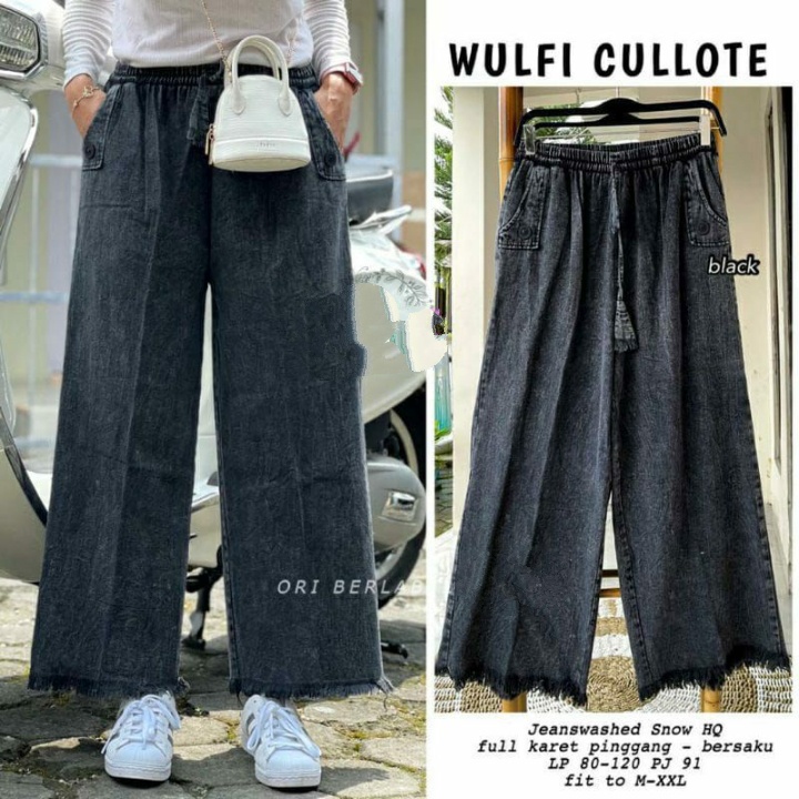 1KG MUAT 3PCS | WULFI CULLOTE BIMA PANTS JEANSWASH SUPER JUMBO HITS OOTD SELEBGRAM FASHION GROSIR MURAH WANITA TERKINI