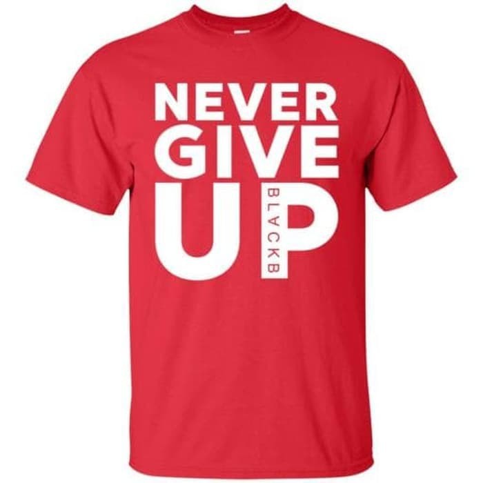 KAOS COMBED 30S NEVER GIVE UP BAJU TSHIRT m.salah BLACKB