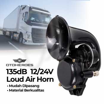 Klakson Mobil Truk Bis Keong Trompet Loud Air Horn 135dB / Bel Keong Mobil Kencang Kokoh Berkualitas Murah / Klakson Kelakson Bel Bell Horn Keong Corong Trompet Terompet Tabung Angin Mobil Truck Truk Trek Bus Bis 24 V / Kelakson Mobil Keong Serbaguna