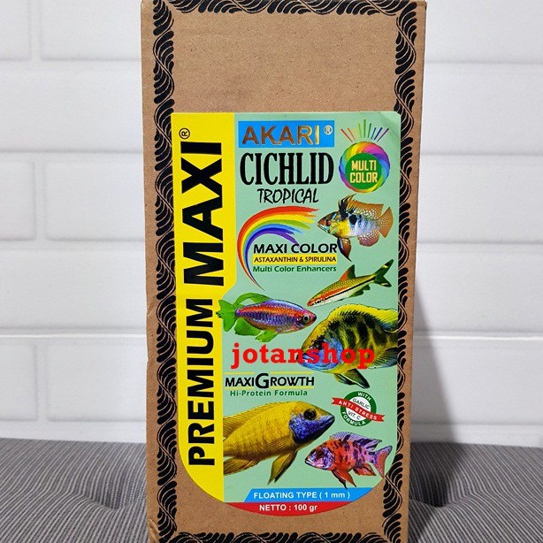 AKARI PREMIUM MAXI CICHLID Tropical ciklid ciclid multi color Pelet Makanan Ikan 100gr