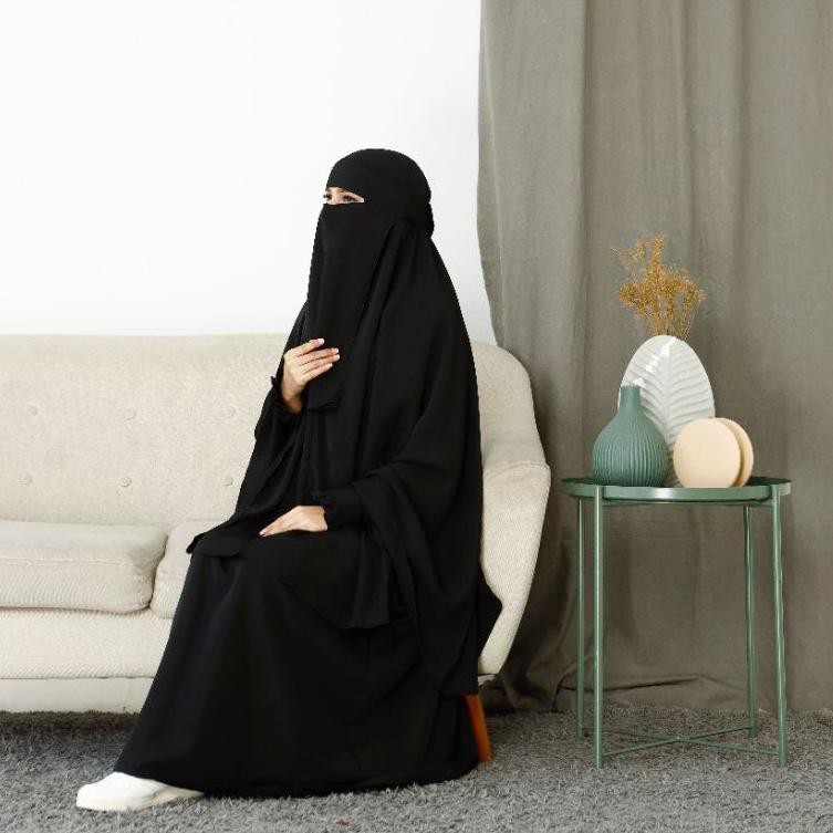 Terlaku... Gamis sunnah gamis set cadar basic set syari hitam JP