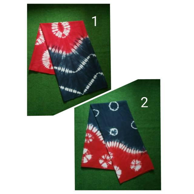 Kain batik shibori jumputan sasirangan handmade MERAH KOMBINASI BIRU DONKER BA007