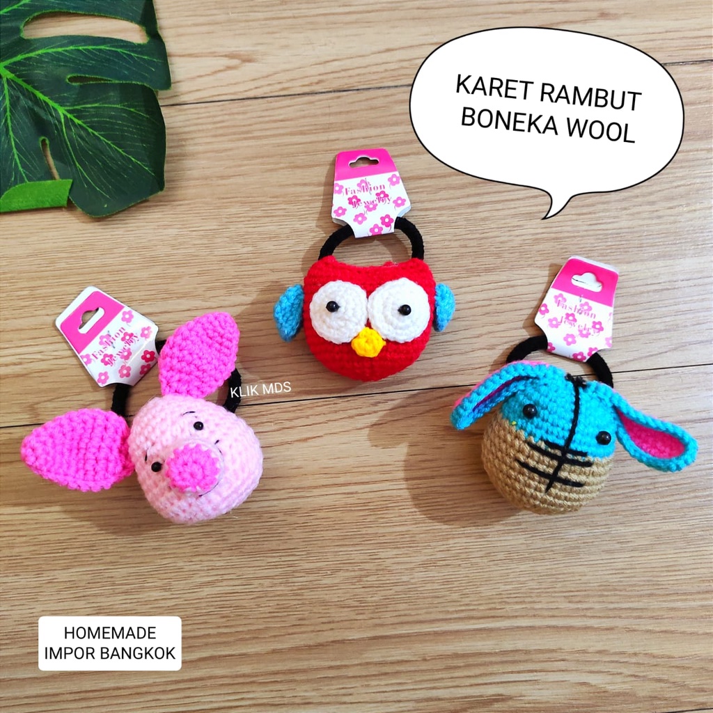 Ikat Rambut Anak Remaja Perempuan Boneka Karakter Anyaman Wool Kunciran Rambut Impor Bangkok