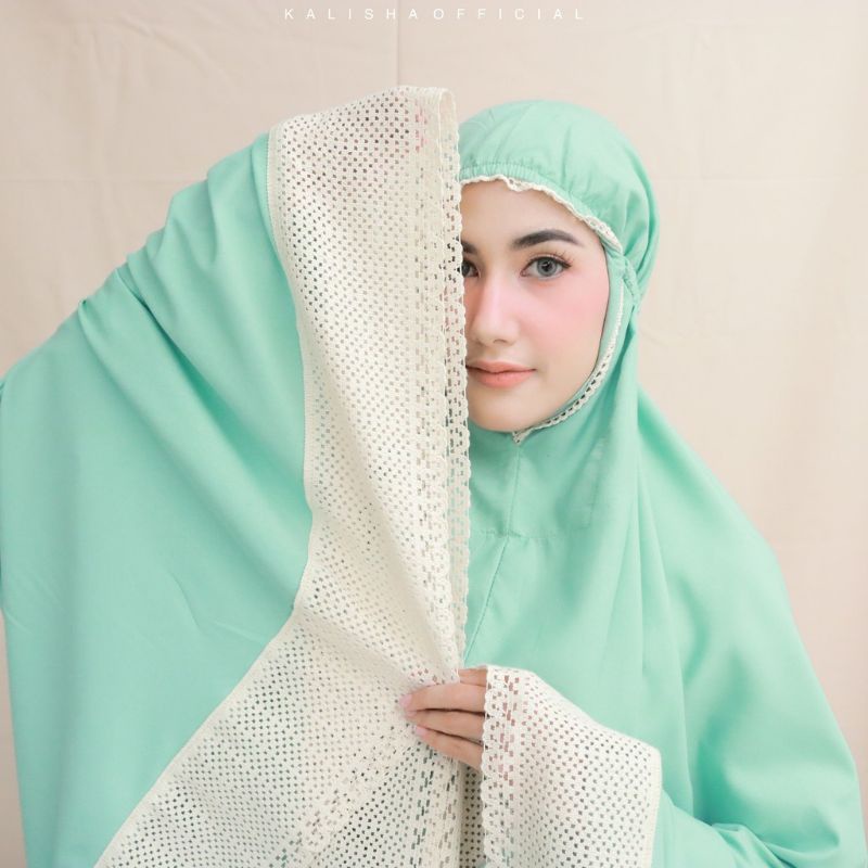 Mukena dewasa traveling premium bahan katun mikro renda panjang ukuran jumbo adem terlaris