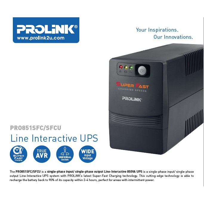 UPS Prolink 850va 850 va 851 SFCU + Stabilizer AVR