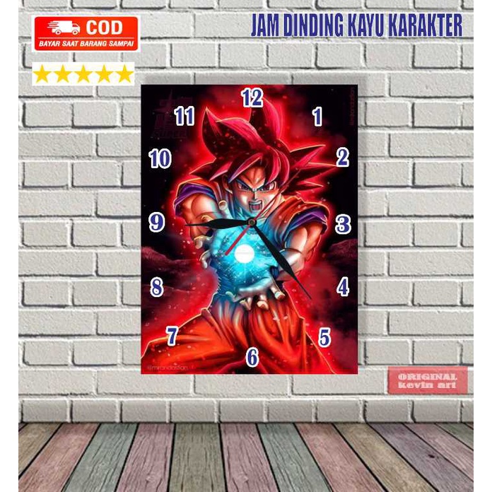 JAM DINDING BESAR GOKU KARAKTER ANIMASI UNIK DAN KEREN KAYU WALLDECOR HIASAN PAJANGAN DING DING DISKON MINIMALIS AESTHETIC MURAH TEMPEL TEMBOK CUSTOM DEKORASI DINDING KAMAR TIDUR ANAK COWOK ANIME MODERN MEWAH GLOW THE DARK KWALITAS TERBAIK