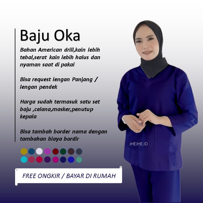 Baju Oka American Drill / Baju Ok Lengan Panjang / Baju Oka Lengan Pendek / Baju Oka Perawat