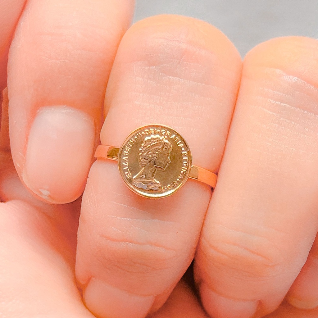 Cincin anak dan dewasa emas asli kadar 700 70% 16k model koin coin victorian vintage logam 1 gram g gr rosegold gold