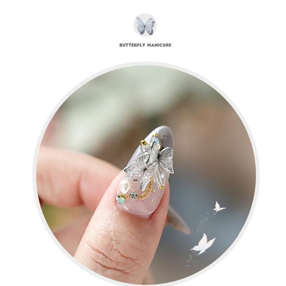 Mxbeauty 3D Kupu-Kupu Nail Art Dekorasi Indah Musim Semi Manicure Tips Warna-Warni DIY Perhiasan Kuku Berlian Imitasi