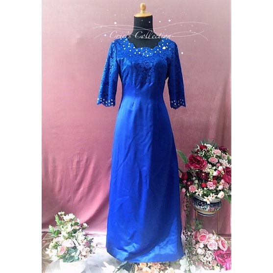 Preloved Long Dress Brokat Satin