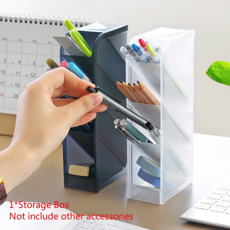 1pc Simple Multifunctional Large Capacity Plastic Storage Box for Pen Container Desktop Organizer