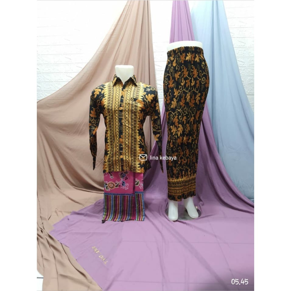 COUPLE BATIK / BAJU BATIK COUPLE ROK PLISKET SET KEMEJA BATIK PRIA /COUPLE KEMEJA ROK TERBARU/COUPLE KEMEJA DAN ROK PLISKET 100%realpict