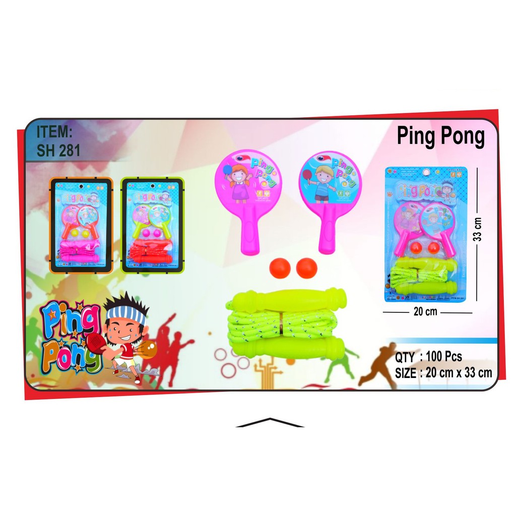 SH 280 &amp; SH 281 MAINAN RAKET PING PONG SET / MAINAN 2 RAKET PING PONG + 2PCS BOLA