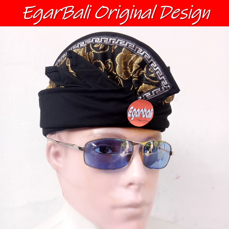 EgarBali udeng hitam tepi patrasari emas
