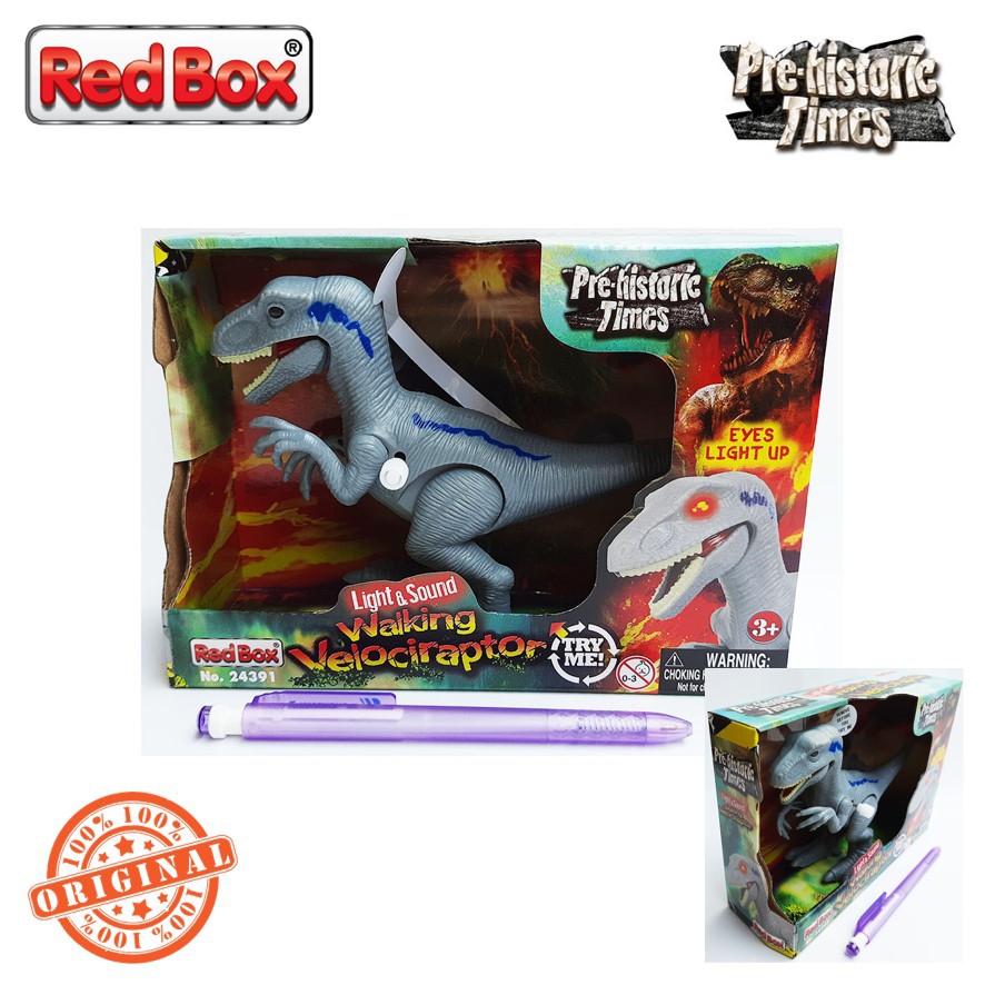 Red Box Toy Pre-Historic Times Walking Velociraptor 24391 RedBox Dinosaur Light and Sound Dinosaurus