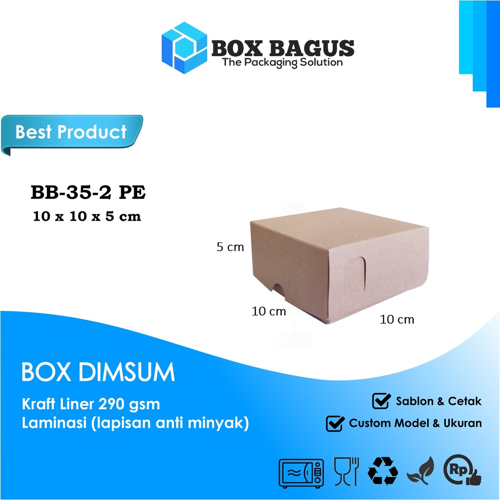 BOX DUS 10x10x5 KRAFT 290 GSM LAMINASI - KOTAK HAMPERS MAKANAN DIMSUM SIOMAY ROTI KUE SNACK