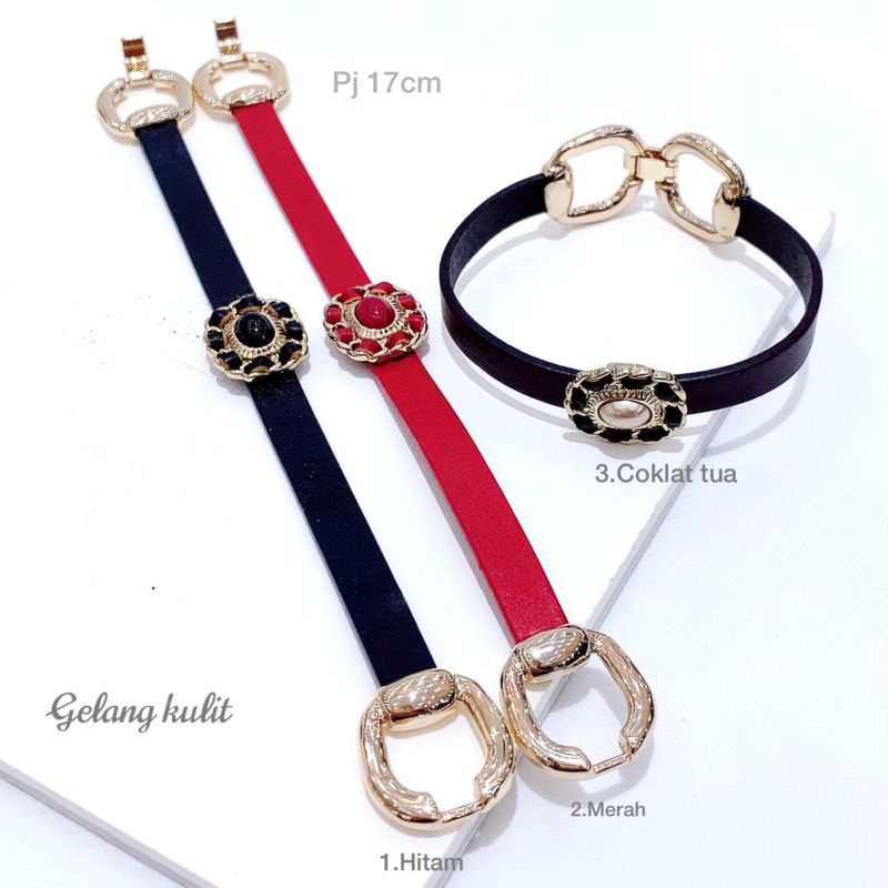 PROMO Gelang tangan kulit import /gelang Tangan Wanita branded Band bahan kulit Gt05