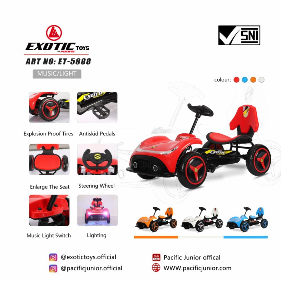 Mainan Anak Gokart Gowes EXOTIC ET 5888 Musik & Lampu ET5888