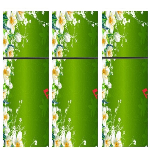 WALLPAPER STIKER KULKAS 2 PINTU FULL BODY BUNGA TERLARIS WYNSTAR