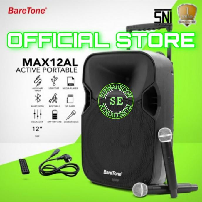 Speaker Portable Baretone 12 Inch Original Max12Al Bluetooth Ysaniaa