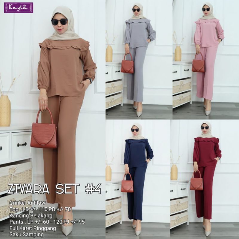 SETELAN BLOUSE + CELANA CRINKLE AIRFLOW POLOS SUPER NYAMAN ZIVARA SET #4 BY KAYLA