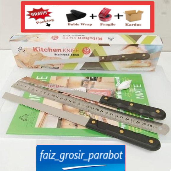 PISAU POTONG ROTI/ BOLU /KUE TART/Pisau Roti dua sisi Stainless Steel panjang kwalitas bagus