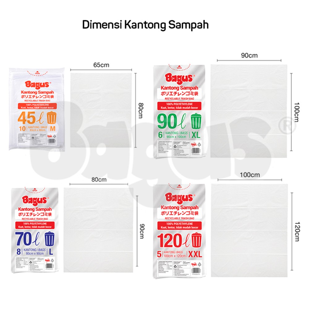 Bagus Kantong Sampah L 8 Uk. 80 cm x 90 cm 70 L W-22521