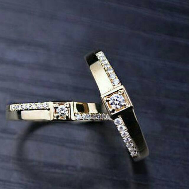 Cincin kawin nikah tunangan couple perak lapis emas dhenis 01
