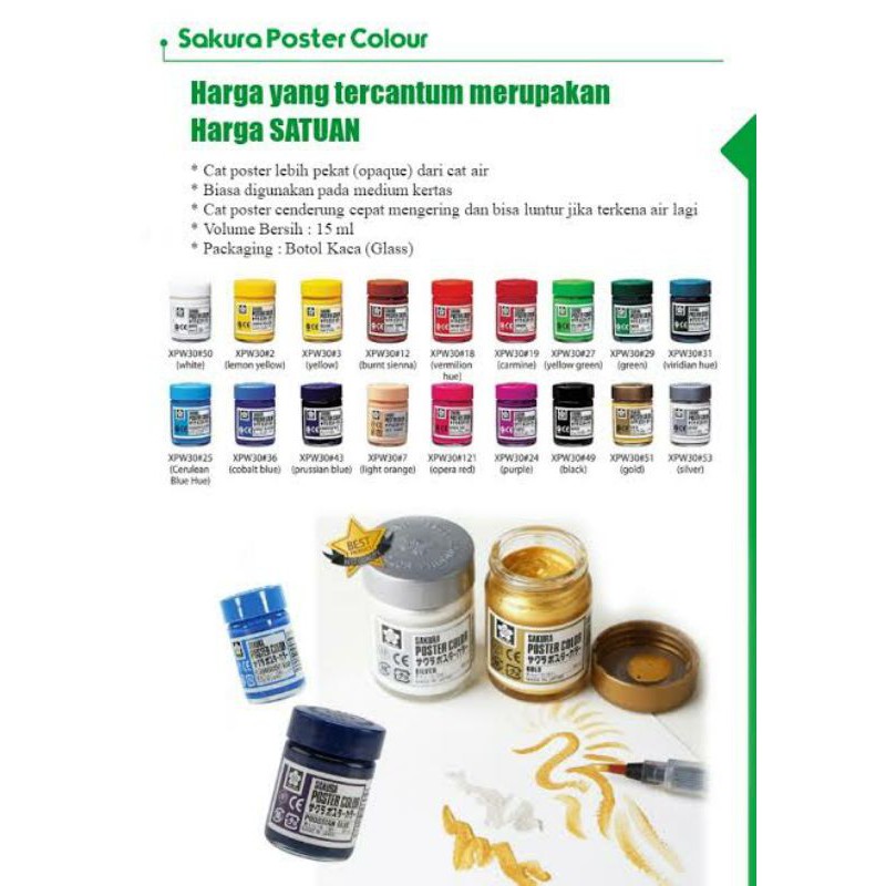 

ghg SAKURA POSTER COLOR 15ML CAT AIR BOTOL KACA