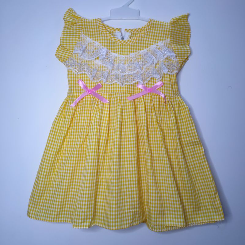 Dress anak 1 2 tahun renda baju anak perempuan gaun anak kotak Fatonah Shop(  dress TWOPIT)