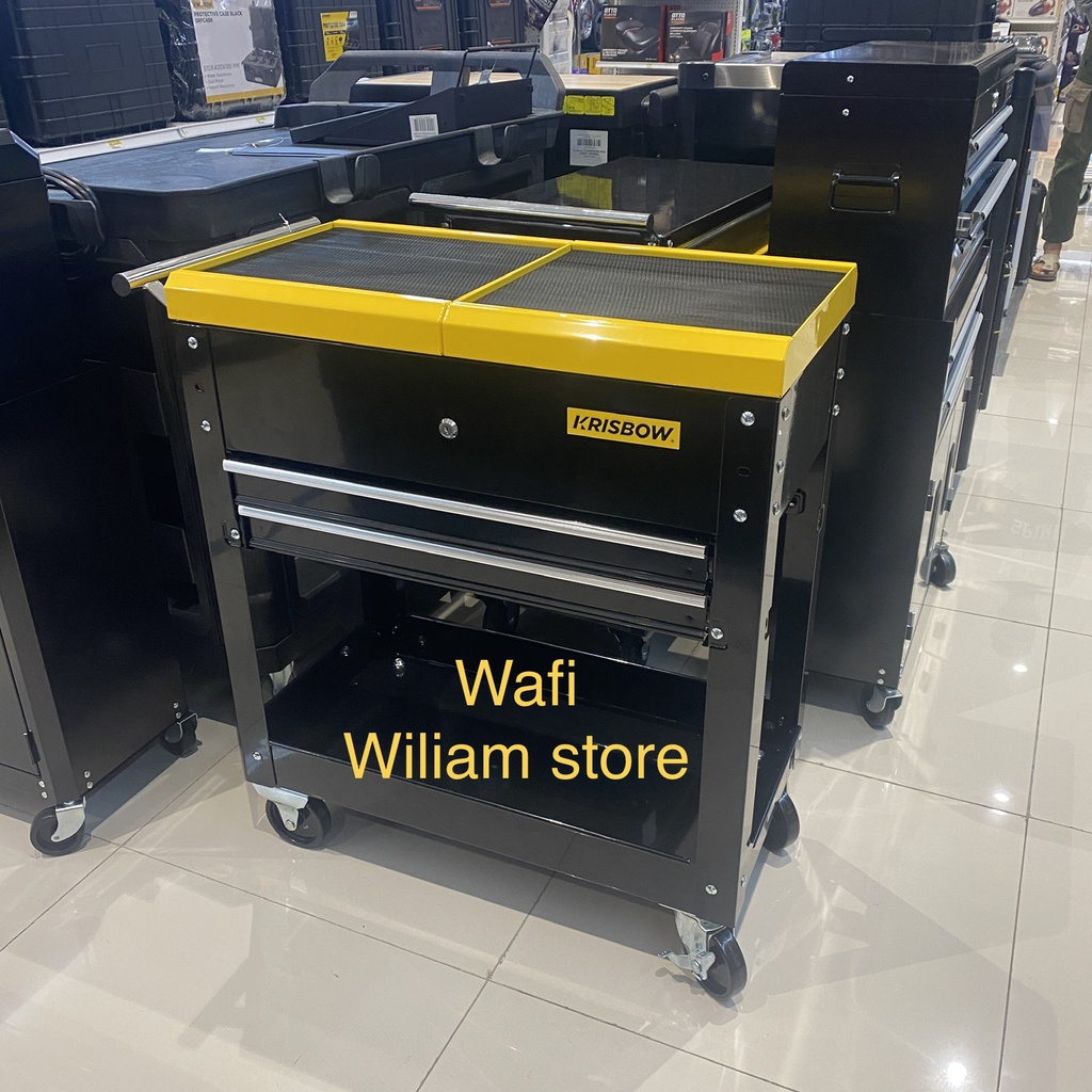 Krisbow lemari bengkel Perkakas Tool Box Cabinet Trolley 2 drawer