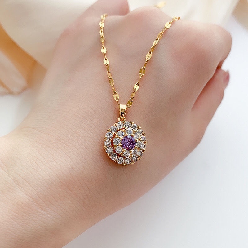 Kalung Lapis Emas 18K Bahan Titanium Steel Anti Air Untuk Wanita